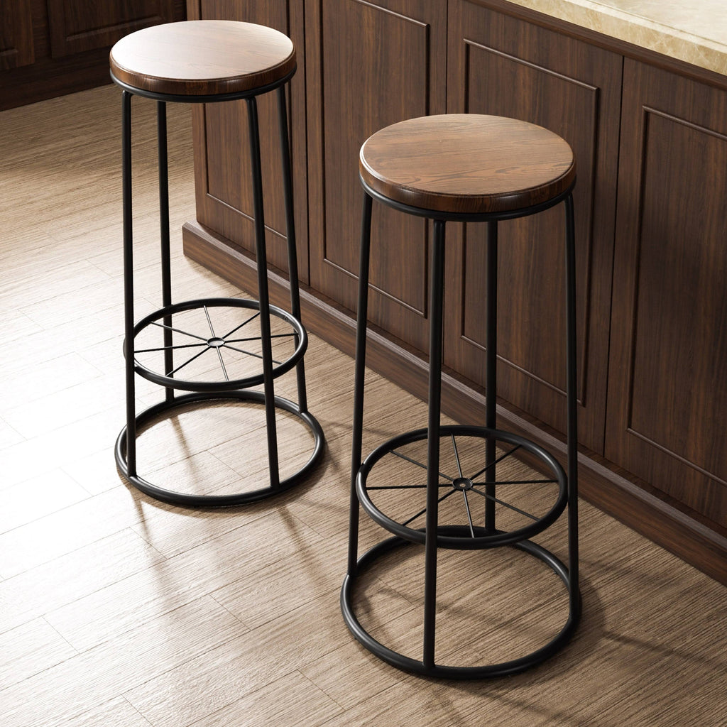 Rustic Metal Barstools Set of 2 V2167