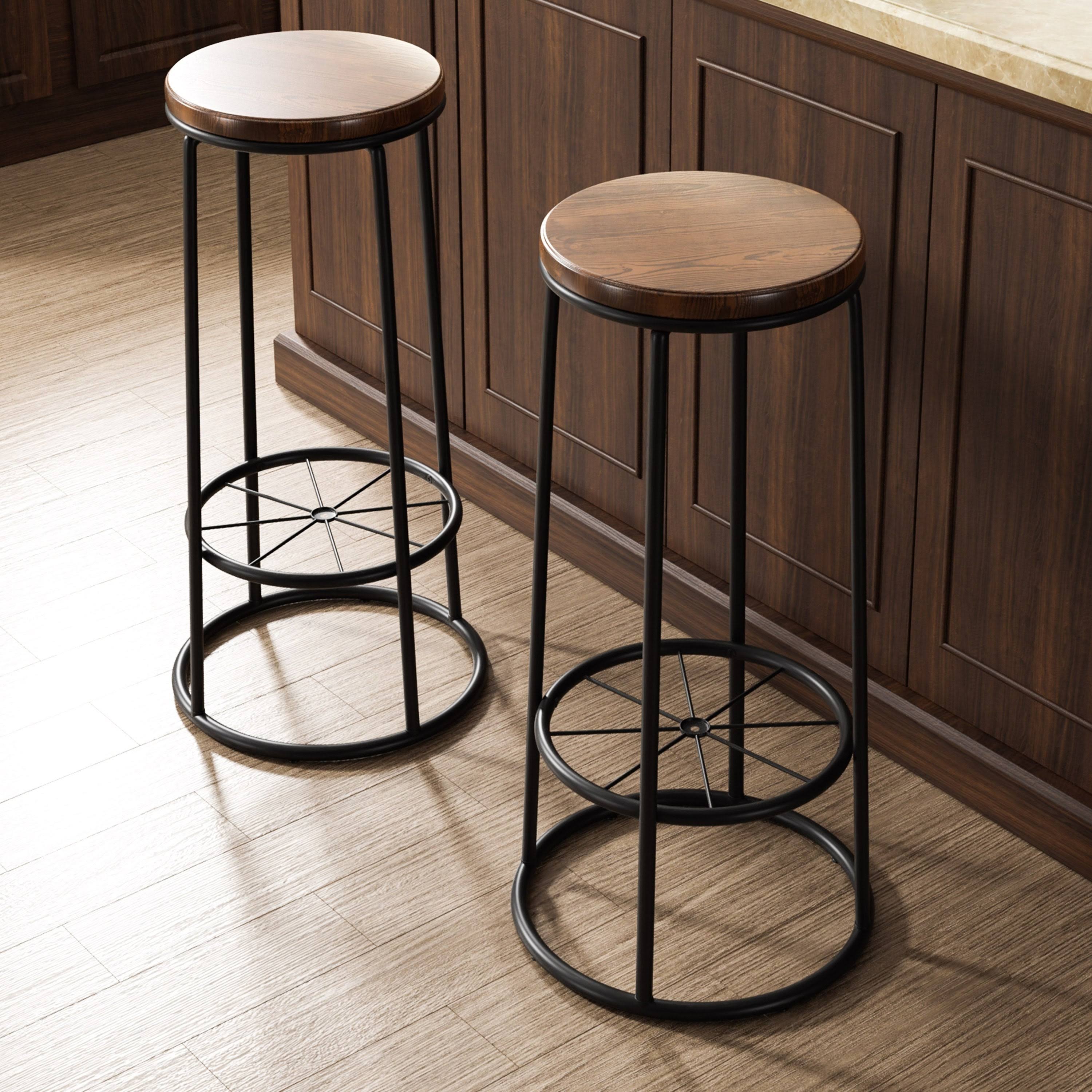 Rustic Metal Barstools Set of 2 V2167