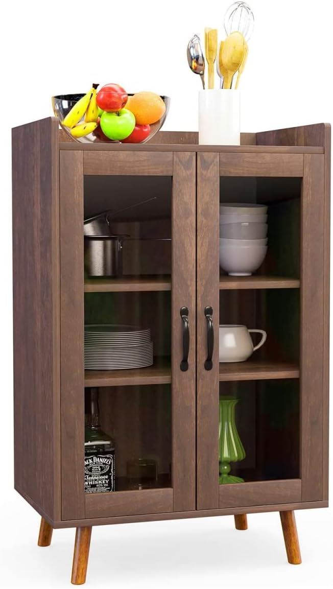 Brown Glass Door Storage Cabinet S47101