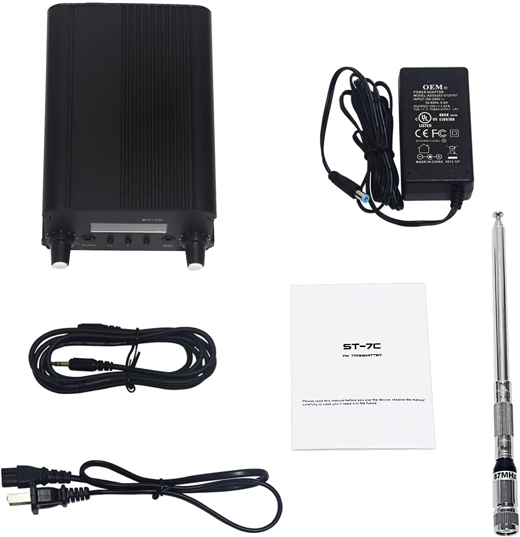 FM Transmitter 7W/1W Mini Radio Stereo Station, 88.1-107.9MHz, Pack of 2 R926