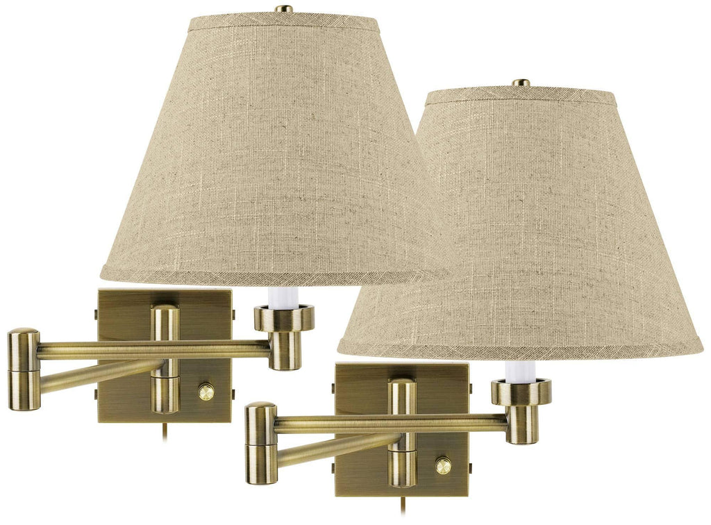 Antique Brass Swing Arm Wall Lamps, Set of 2 Y348954