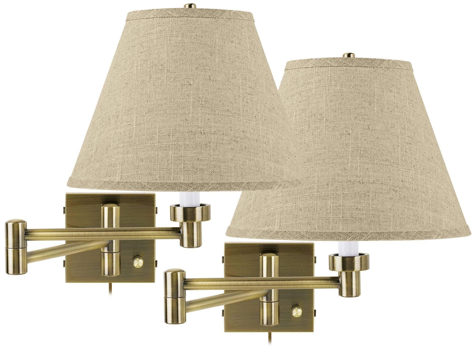 Antique Brass Swing Arm Wall Lamps, Set of 2 Y348954