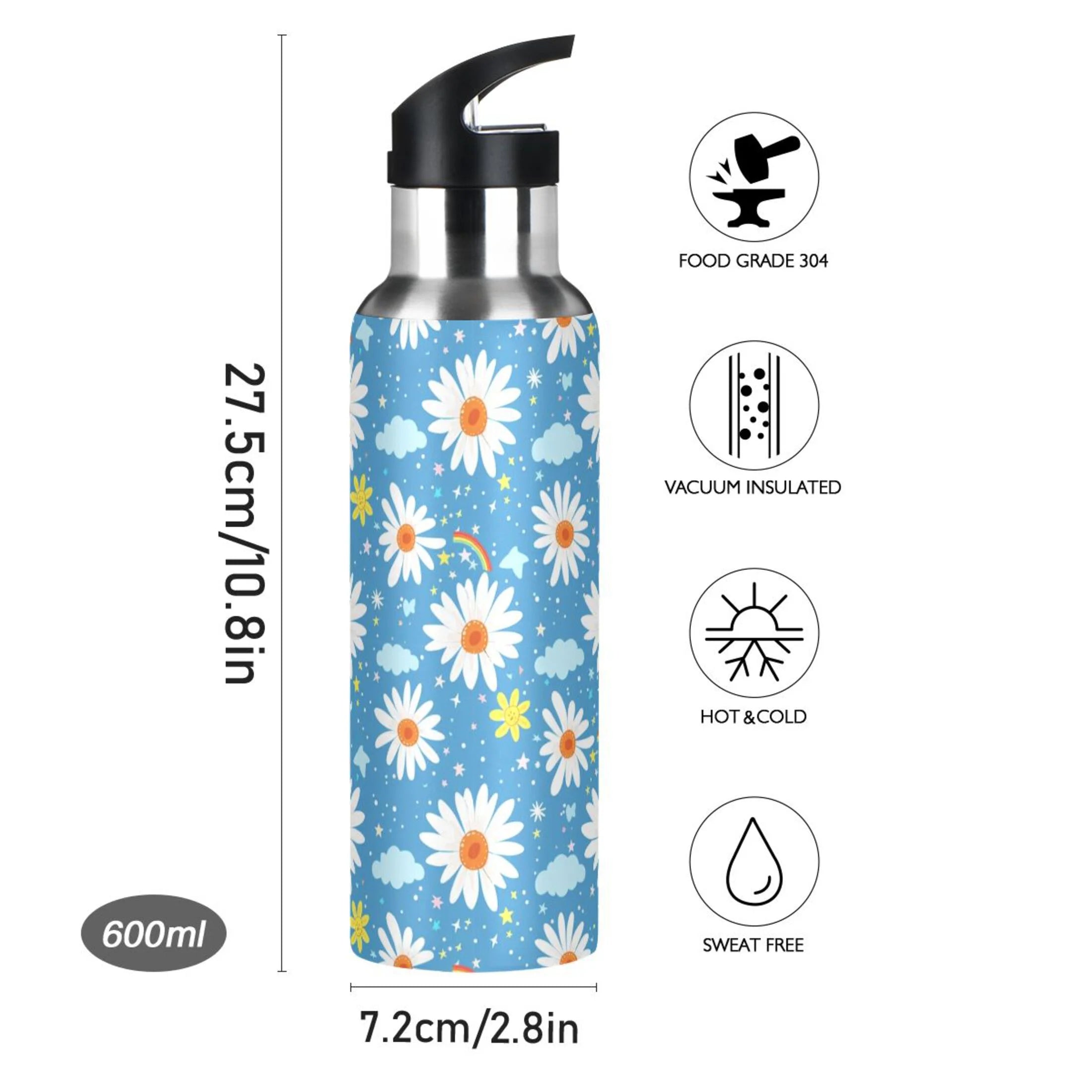 Insulated Stainless Steel Water Bottle with Straw Lid 20 oz F15527