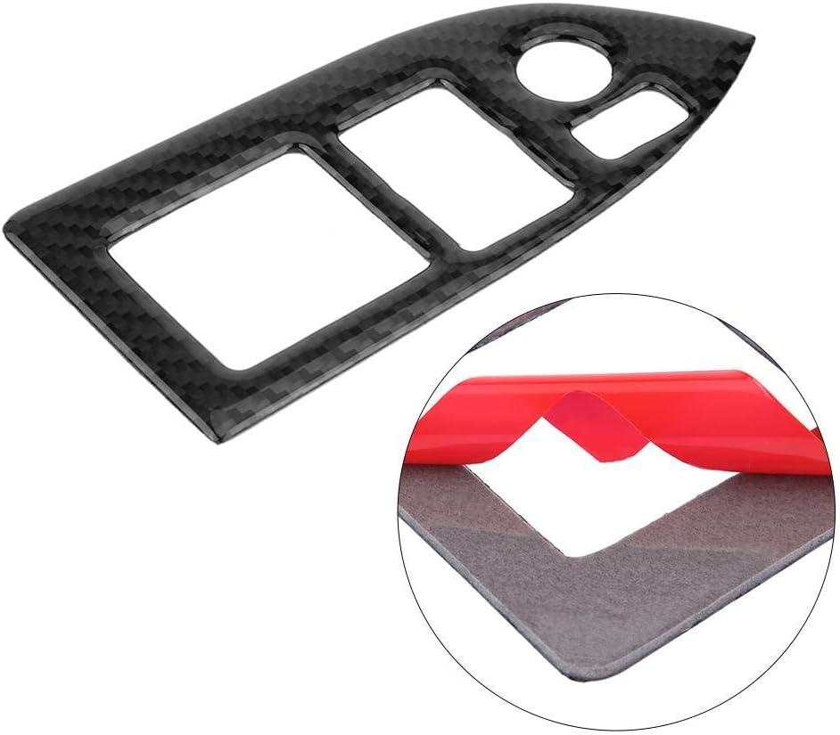 Carbon Fiber Self-Adhesive Window Switch Button Cover Trim, Pack of 2 W2337