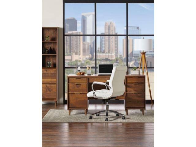 White Leather Mid-Back Chair Q5421