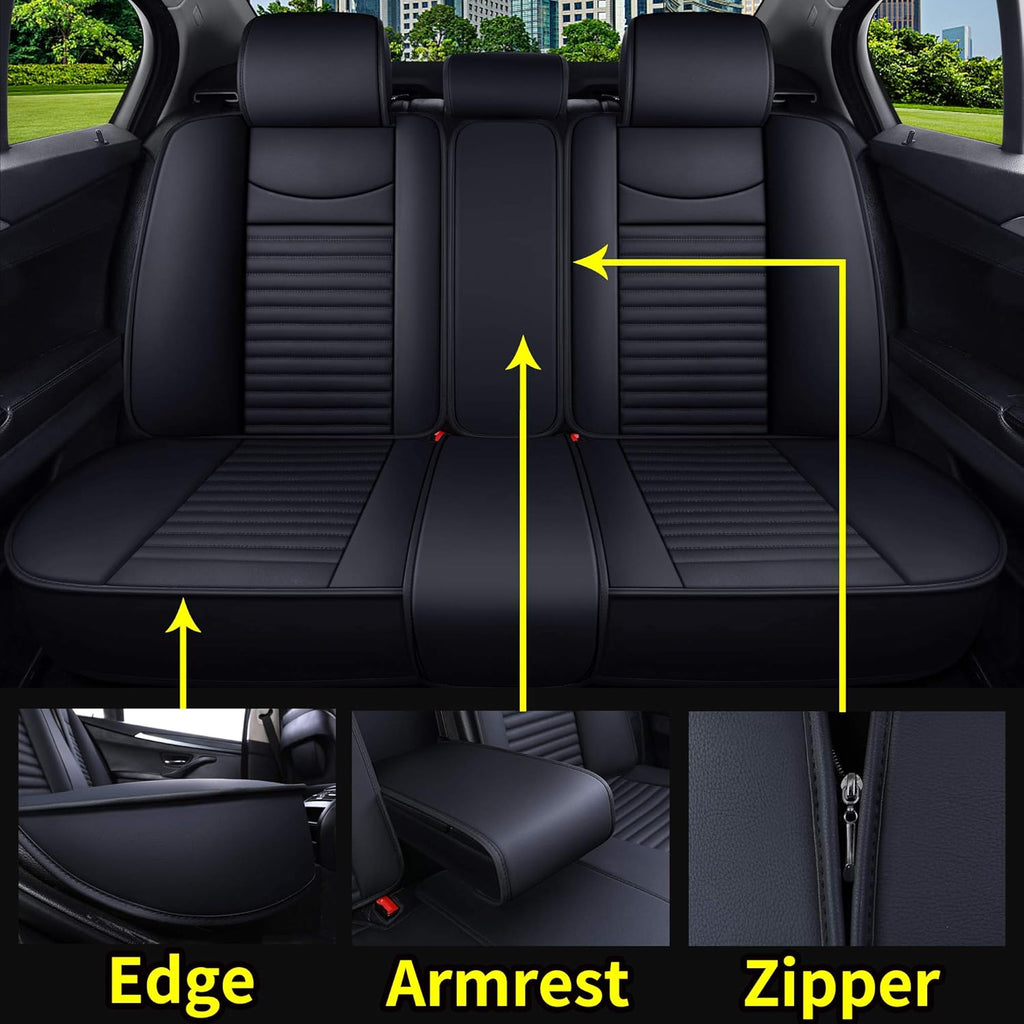 Black Leather Universal Front Captain Seat Covers 2 Pcs E75031