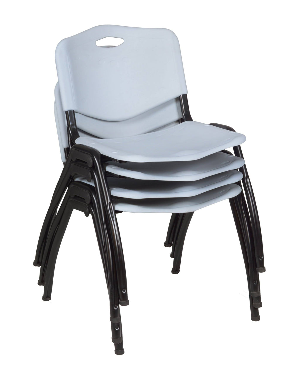 42x22 Round Breakroom Table Grey 4 Stack Chairs Blue Y5880