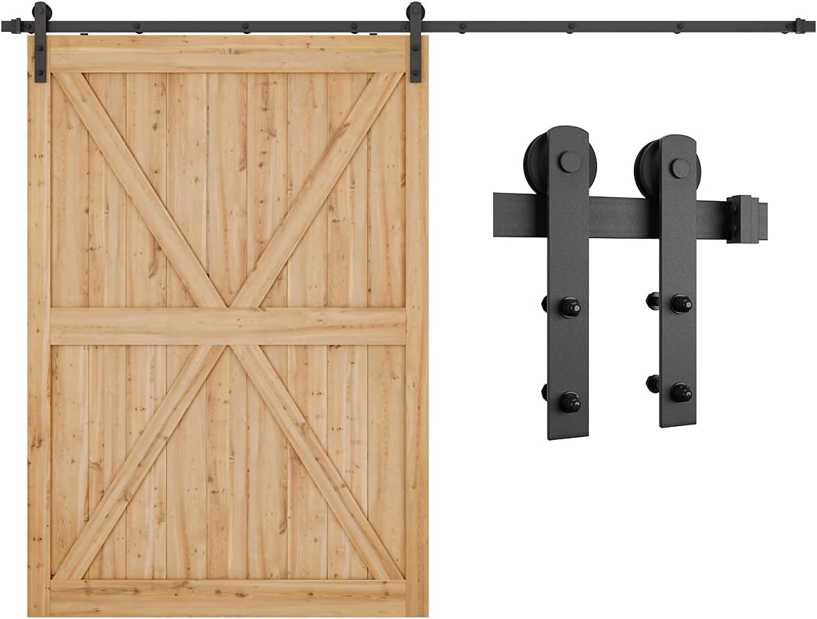 8ft Heavy Duty Sliding Barn Door Hardware Kit, Fit 42"-48"Wide Door Panel, Pack of 2 O984803