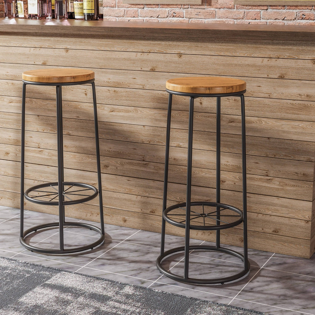 Rustic Metal Barstools Set of 2 V2167