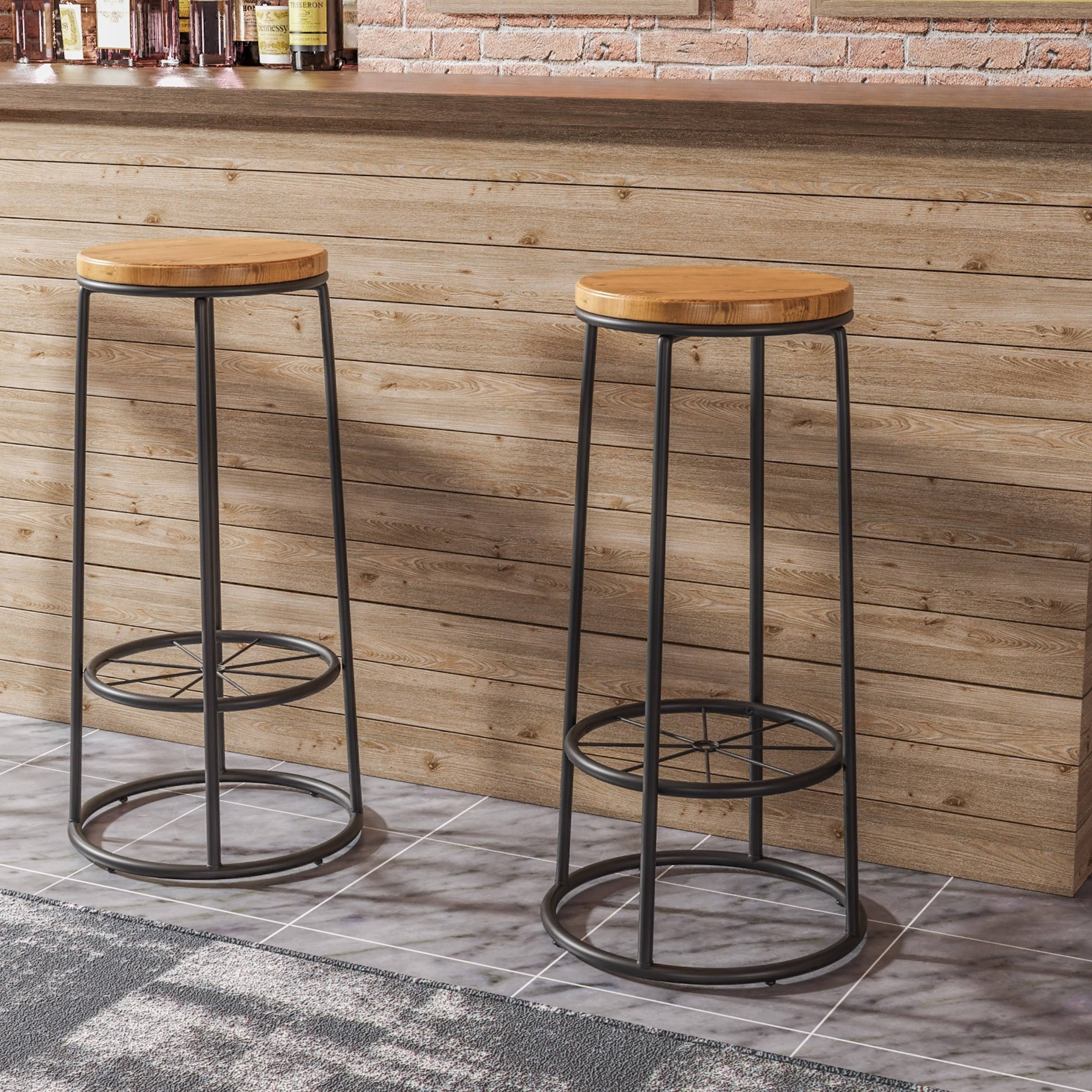Rustic Metal Barstools Set of 2 V2167