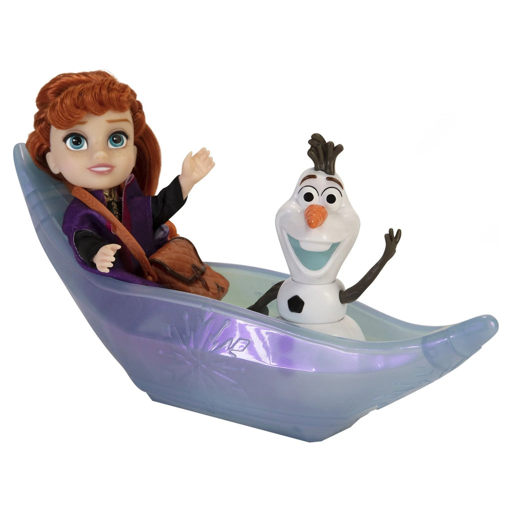 Frozen 2 Petite Princess Anna and Ice Canoe Gift Set with Anna, Olaf Dolls, 6 inches tall P162