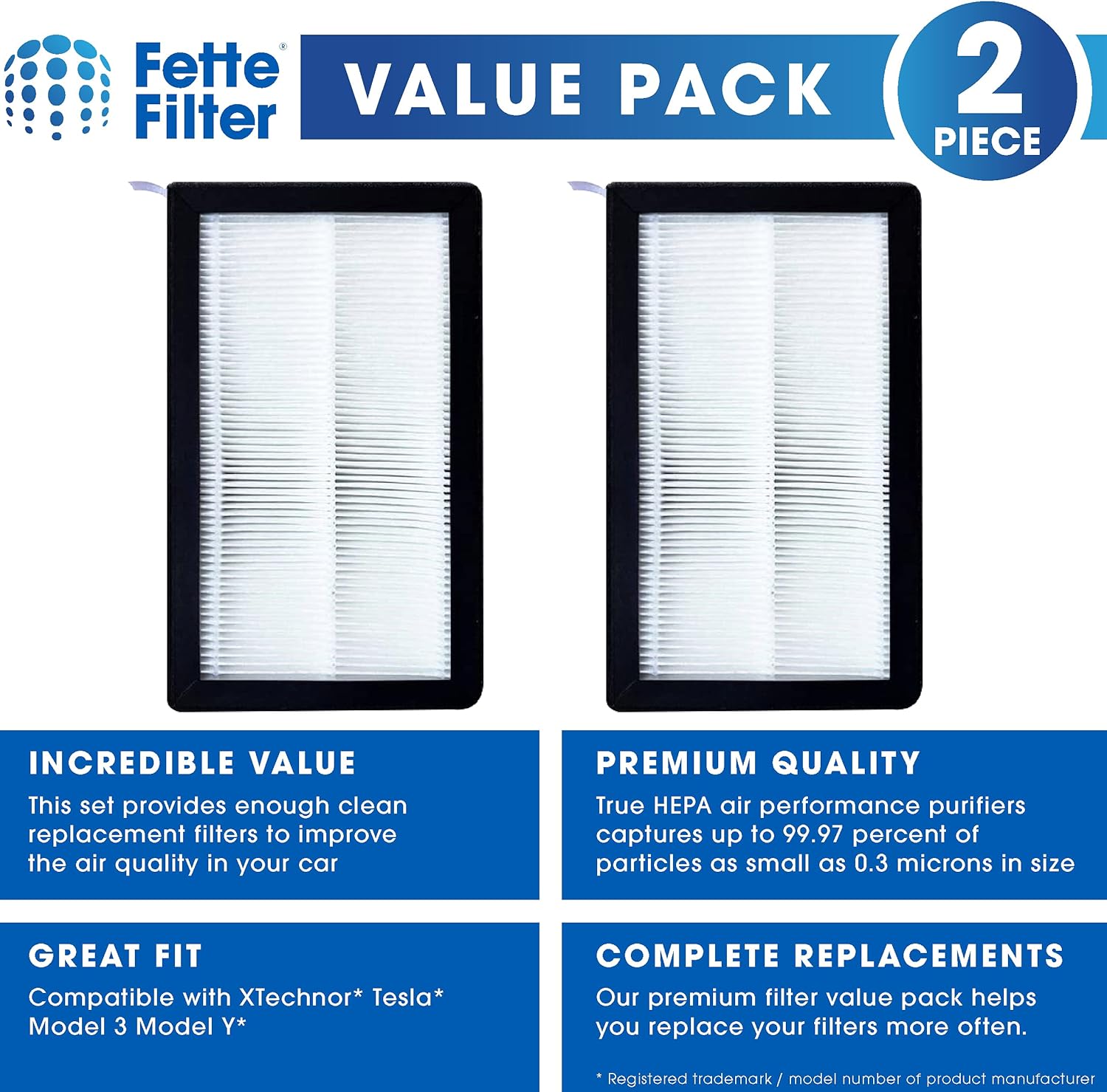 True Hepa Activated Carbon Cabin Air Filter Pack of 2 X85653