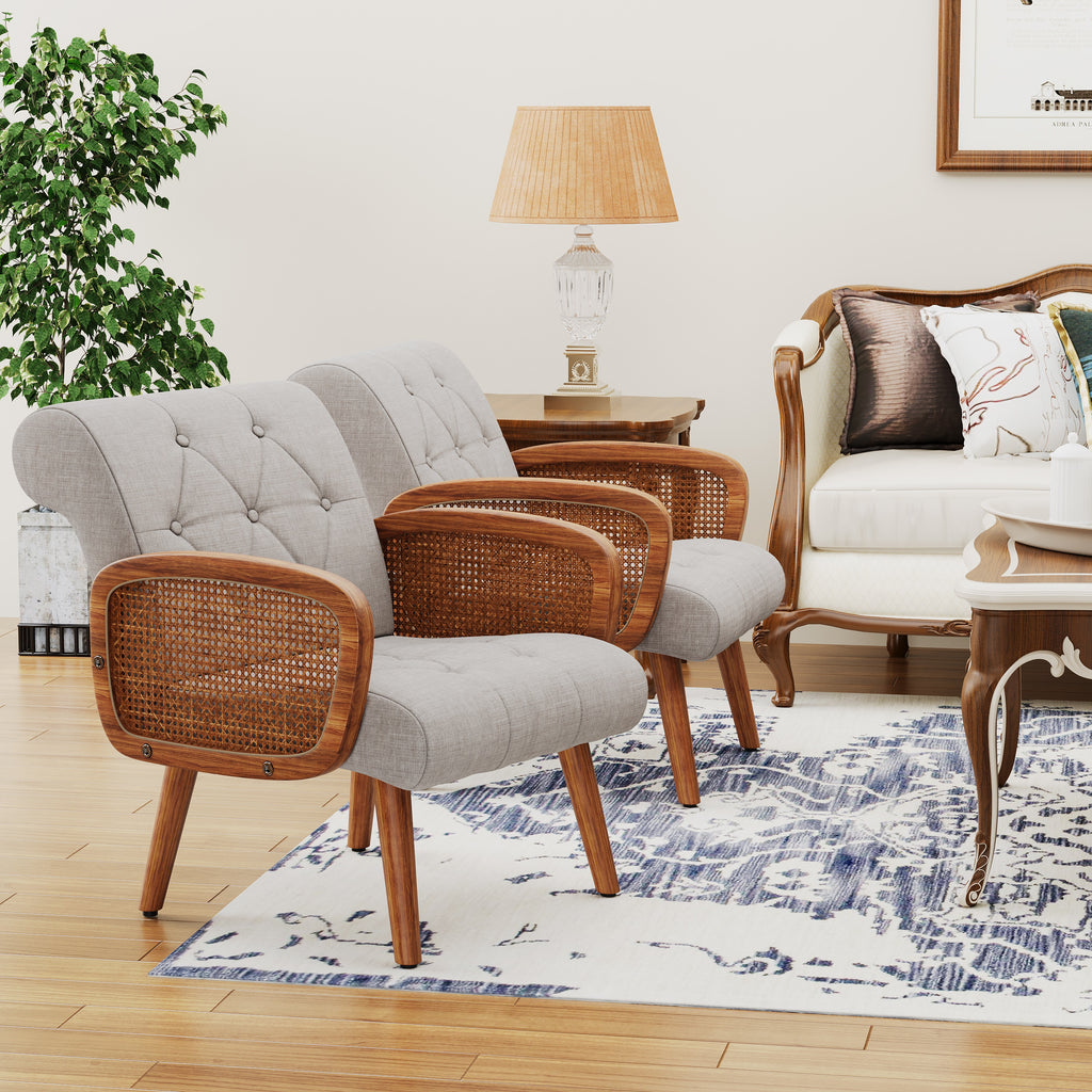 Rattan Accent Chair with Wooden Frame P8557