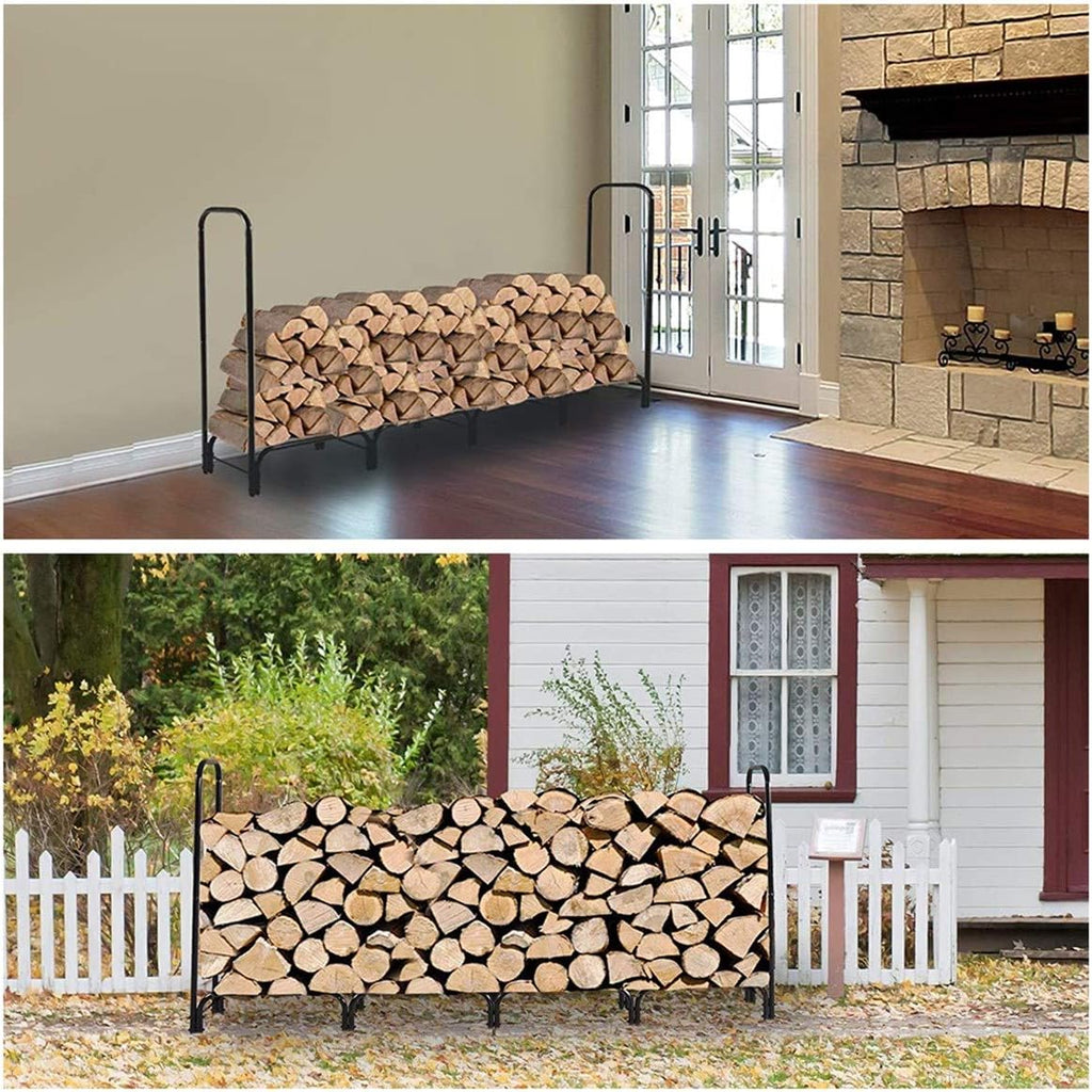8ft Black Firewood Rack K993