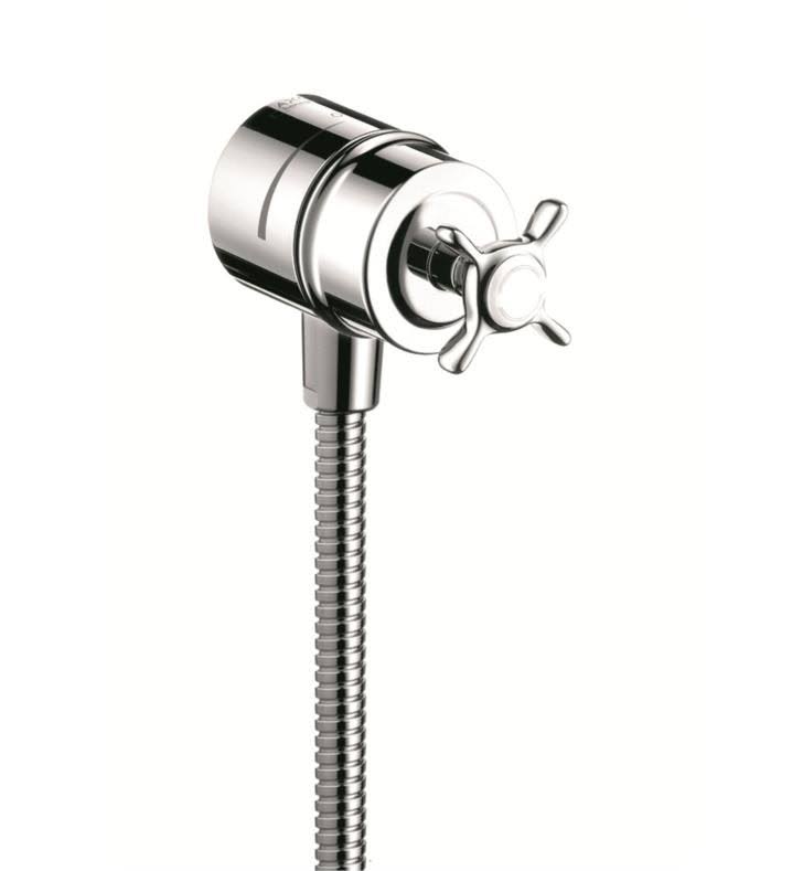 Brushed Nickel Wall Outlet with Cross Handle U990