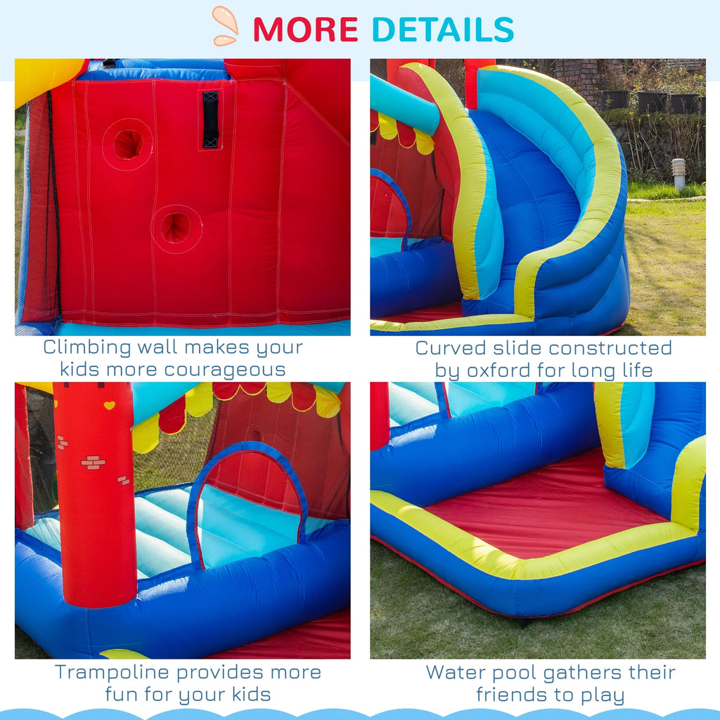 4 in 1 Inflatable Bounce House with Slide, Climbing Wall, and Pool or Ball Pit S127