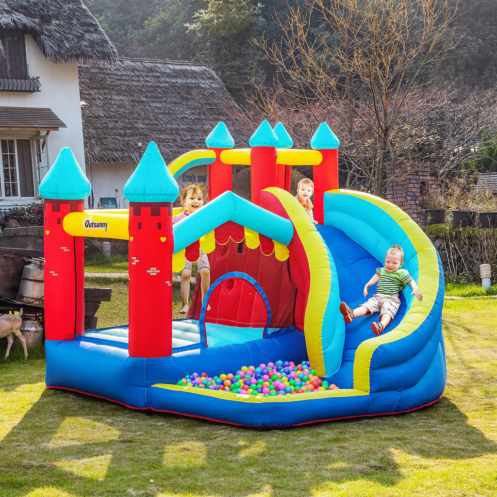 4 in 1 Inflatable Bounce House with Slide, Climbing Wall, and Pool or Ball Pit S127