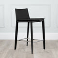 Black Leather Wrapped Counter Stool with Steel Frame B433