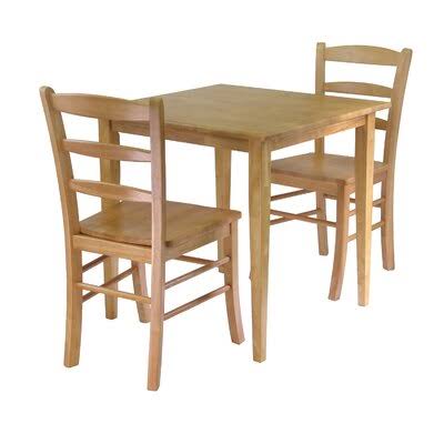 Solid Oak Dining Set 3 Pieces: 1 Table, 2 Chairs W996058