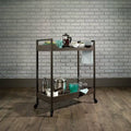 Smoked Oak Finish Rolling 2-Shelf Bar Cart D2432