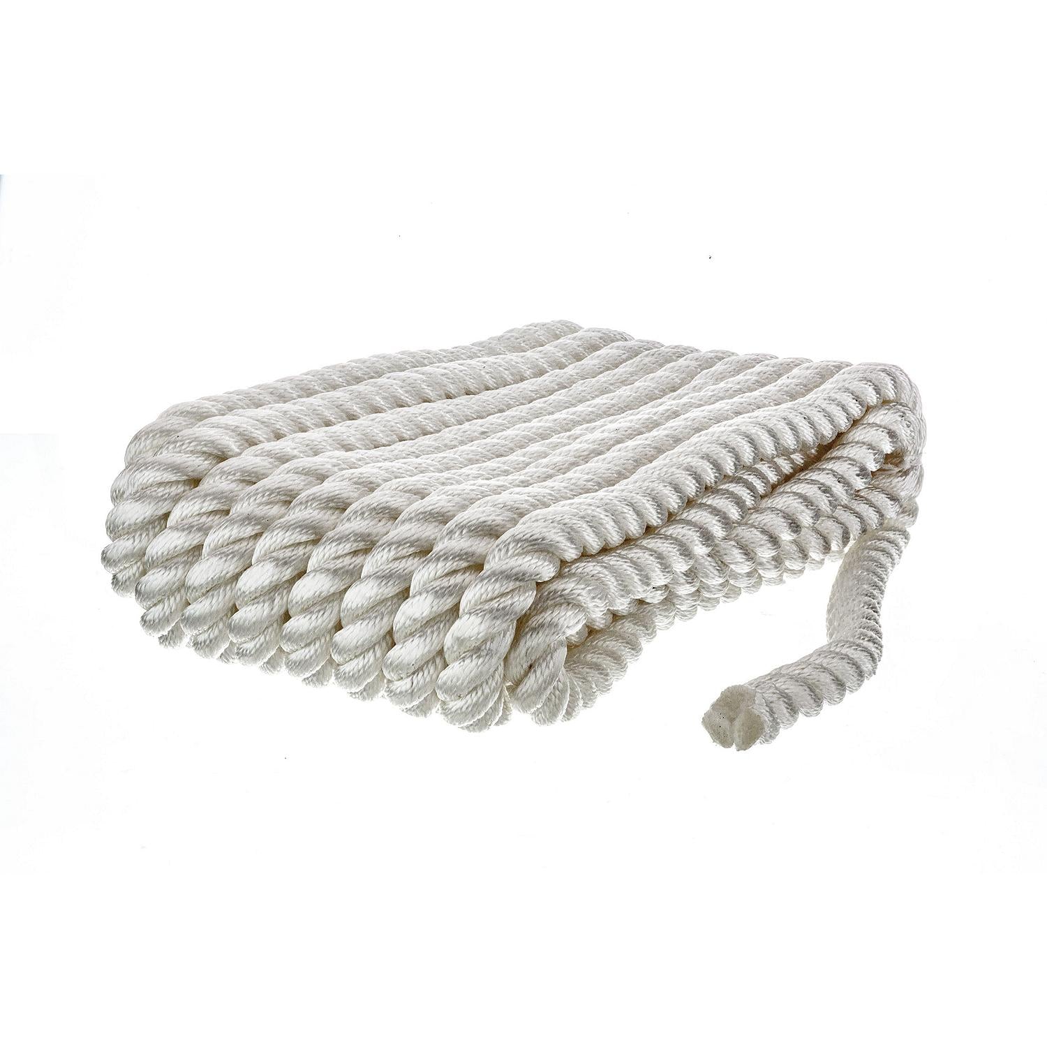 3-Strand Twisted Nylon Dock Rope, ¾-Inch x 25 Feet, White Q712