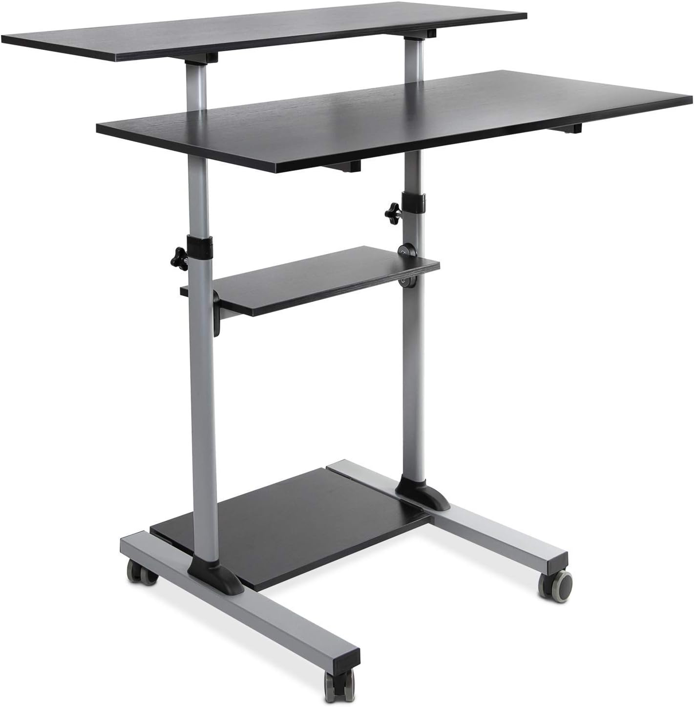 Black Height Adjustable Rolling Workstation Desk K55956
