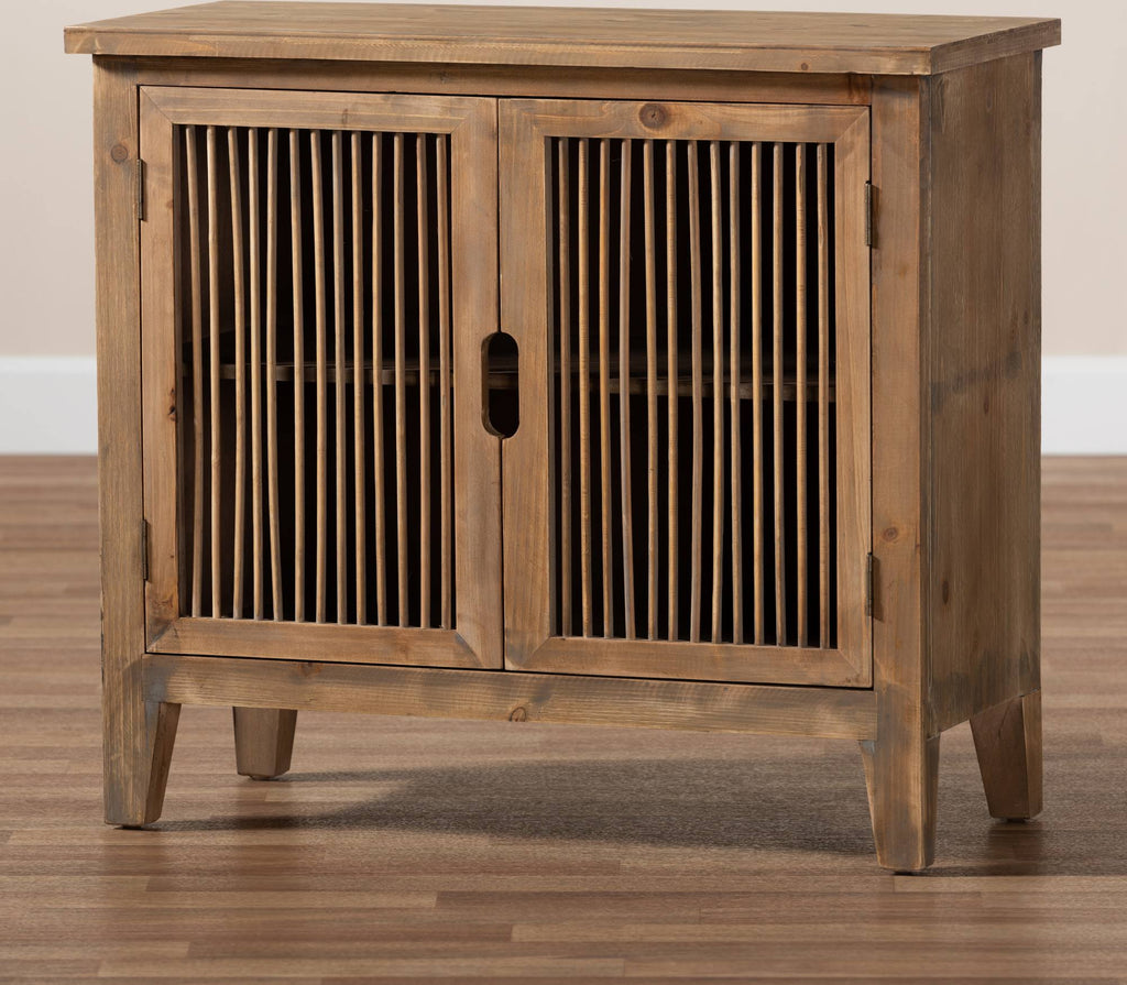 2-Door Wood Accent Storage Cabinet Medium Oak T950