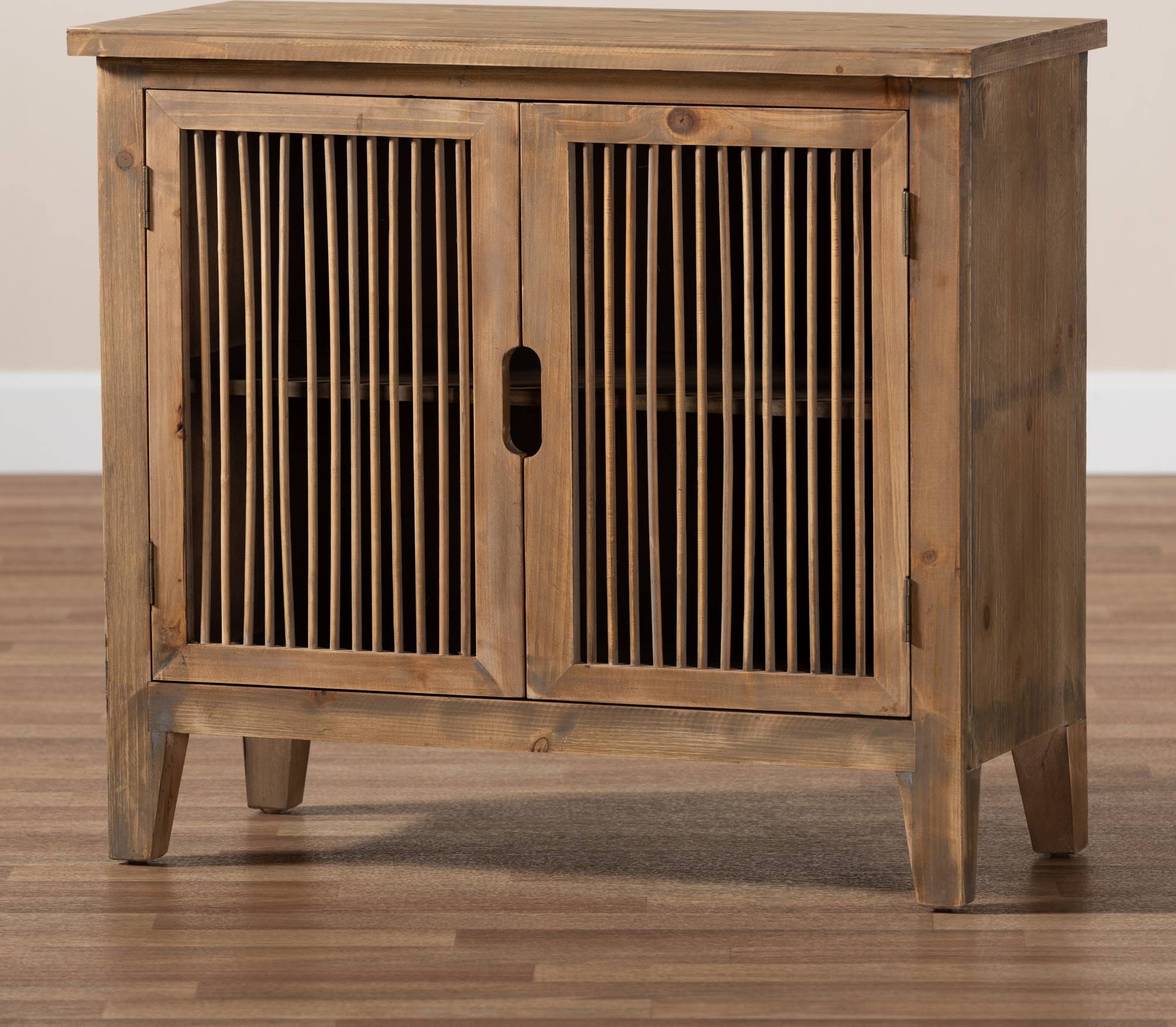 2-Door Wood Accent Storage Cabinet Medium Oak T950