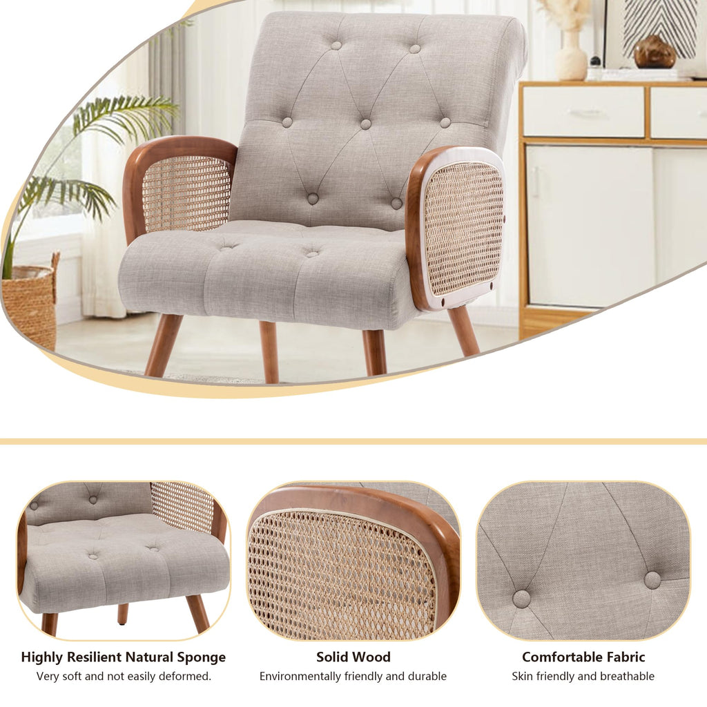 Rattan Accent Chair with Wooden Frame P8557