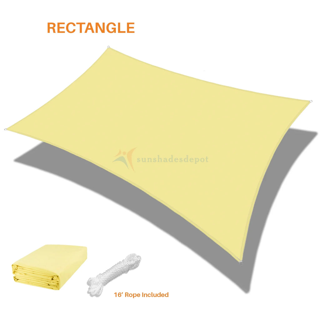 9' x 16' Waterproof Knitted Shade Sail Curved Edge Canary Yellow 180 GSM UV Block Canopy Replacement Awning D63618