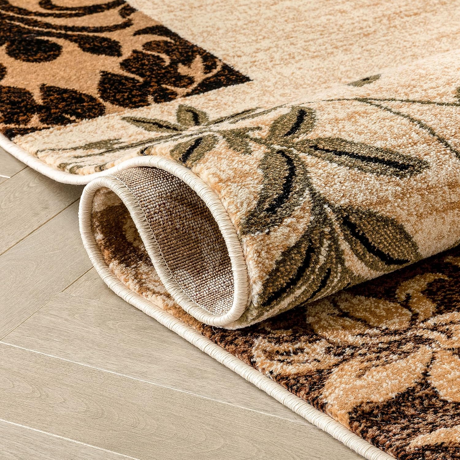 Beige Damask Border Rug 7x10 (6'7 x 9'6) R35940
