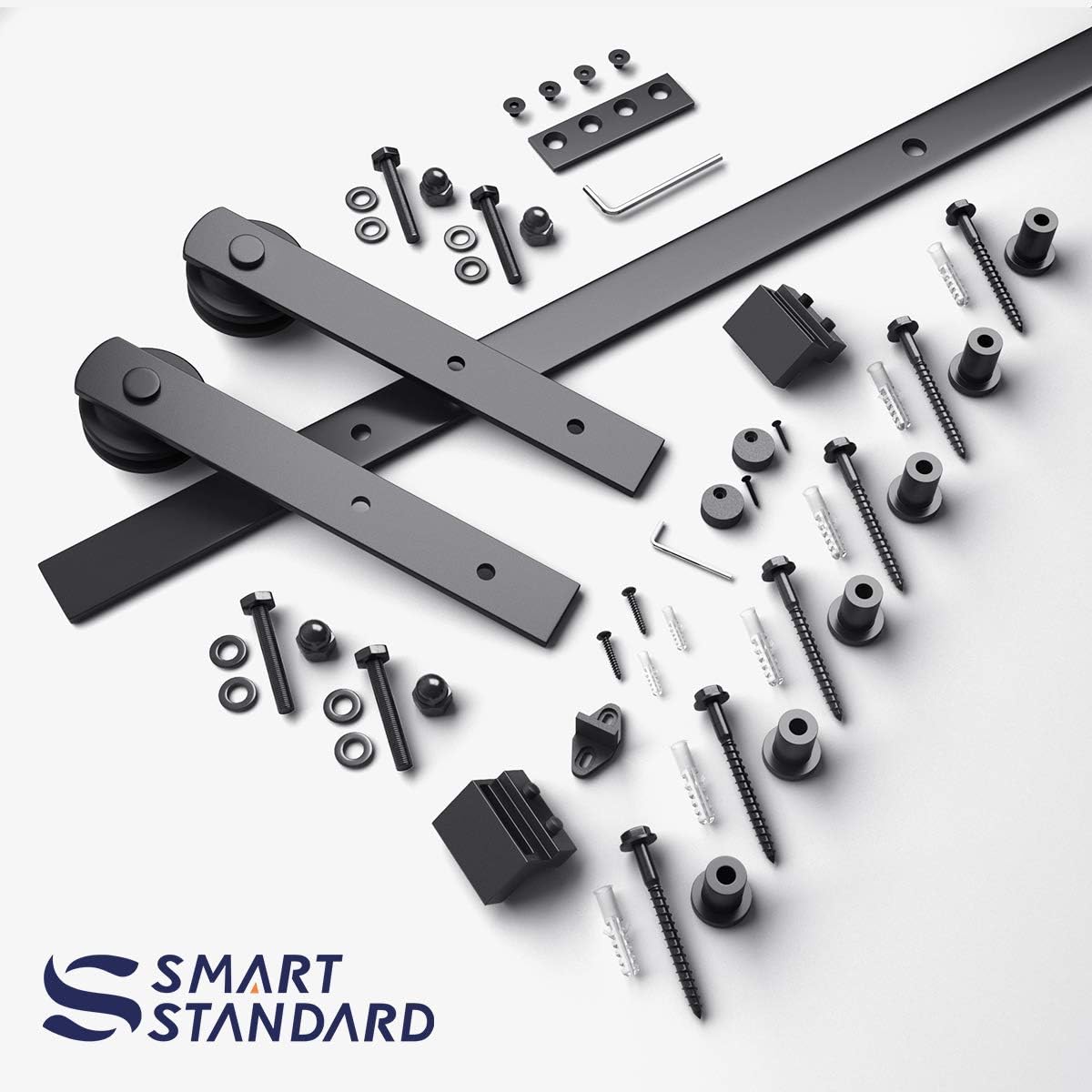 8ft Heavy Duty Sliding Barn Door Hardware Kit, Fit 42"-48"Wide Door Panel, Pack of 2 O984803
