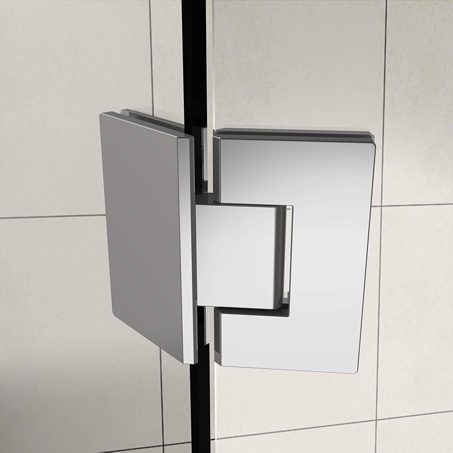 Frameless Hinged Neo-Angle Shower Enclosure in Stainless Steel O168