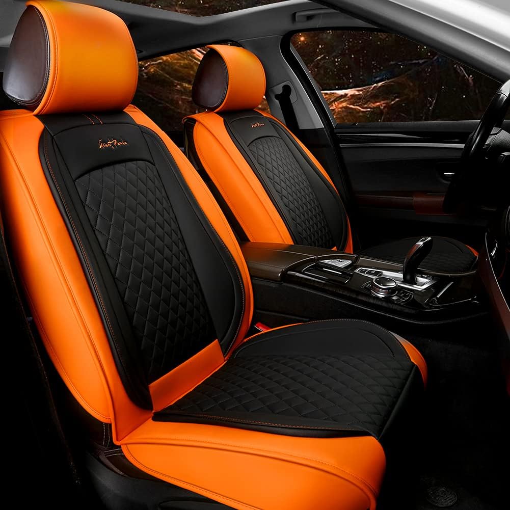 Gray and Black Faux Leather Car Seat Covers (1 Pair) X62510