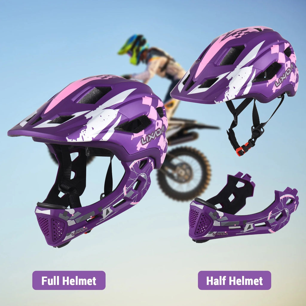 Kids Cycling Helmet Adjustable Full Face Helmet with Detachable Visor O467