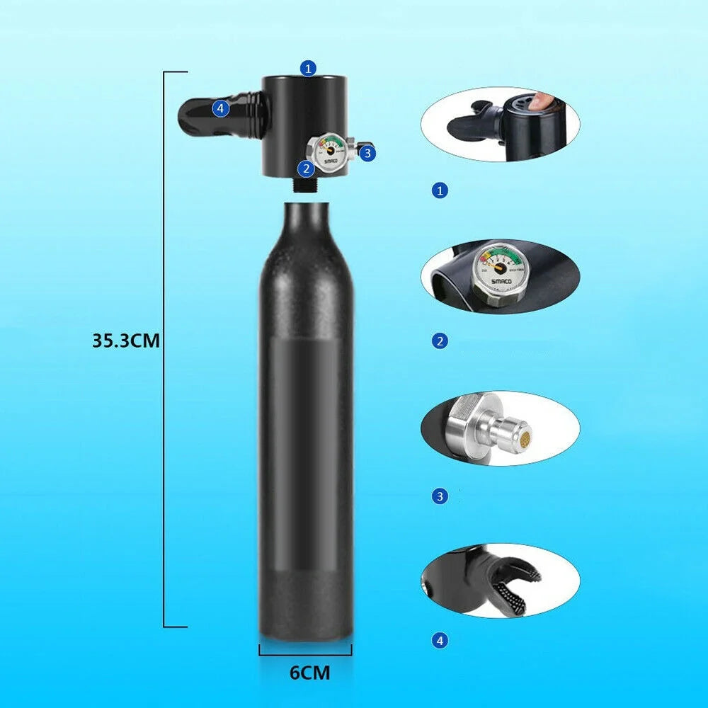 Mini Scuba Tank 0.5L Oxygen Air Tank and High-Pressure Pump 4500PSI M56629