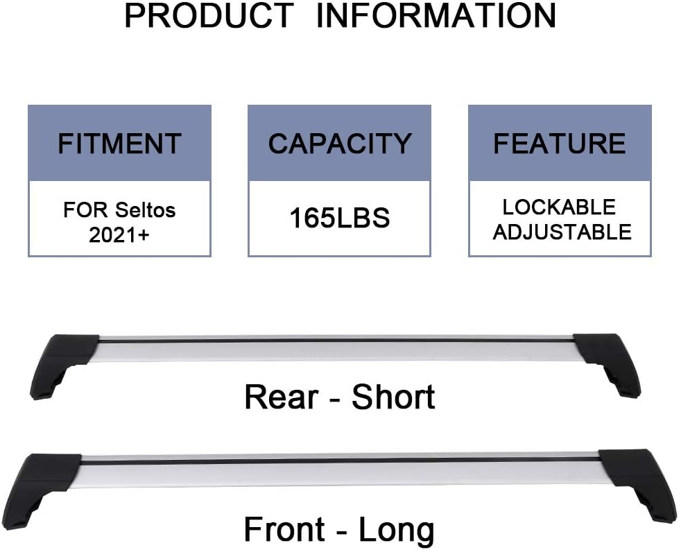 Lockable Roof Rack Cross Bars for Kia Seltos 2021 2022 Y38101