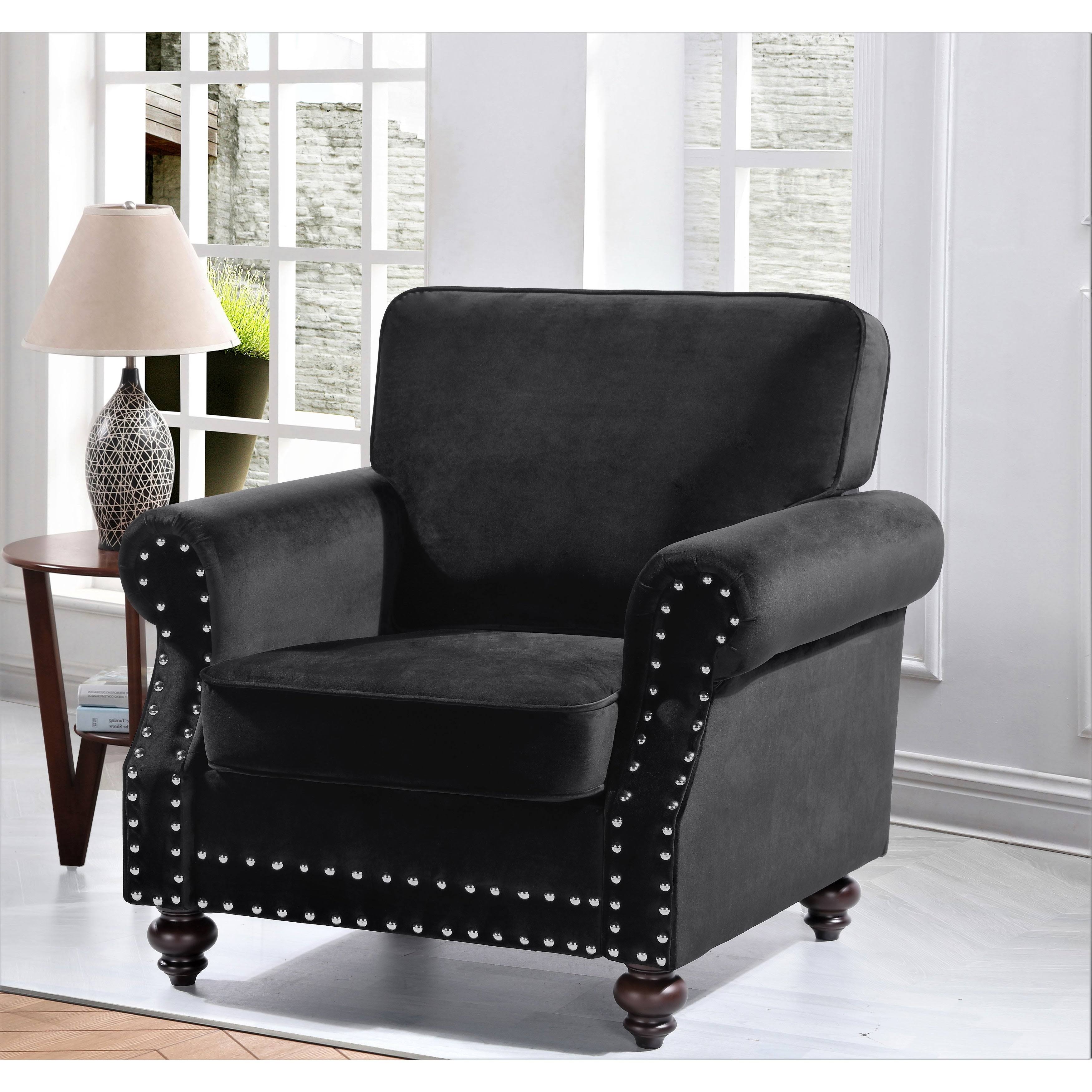 Black Velvet Nailhead Chair J5791