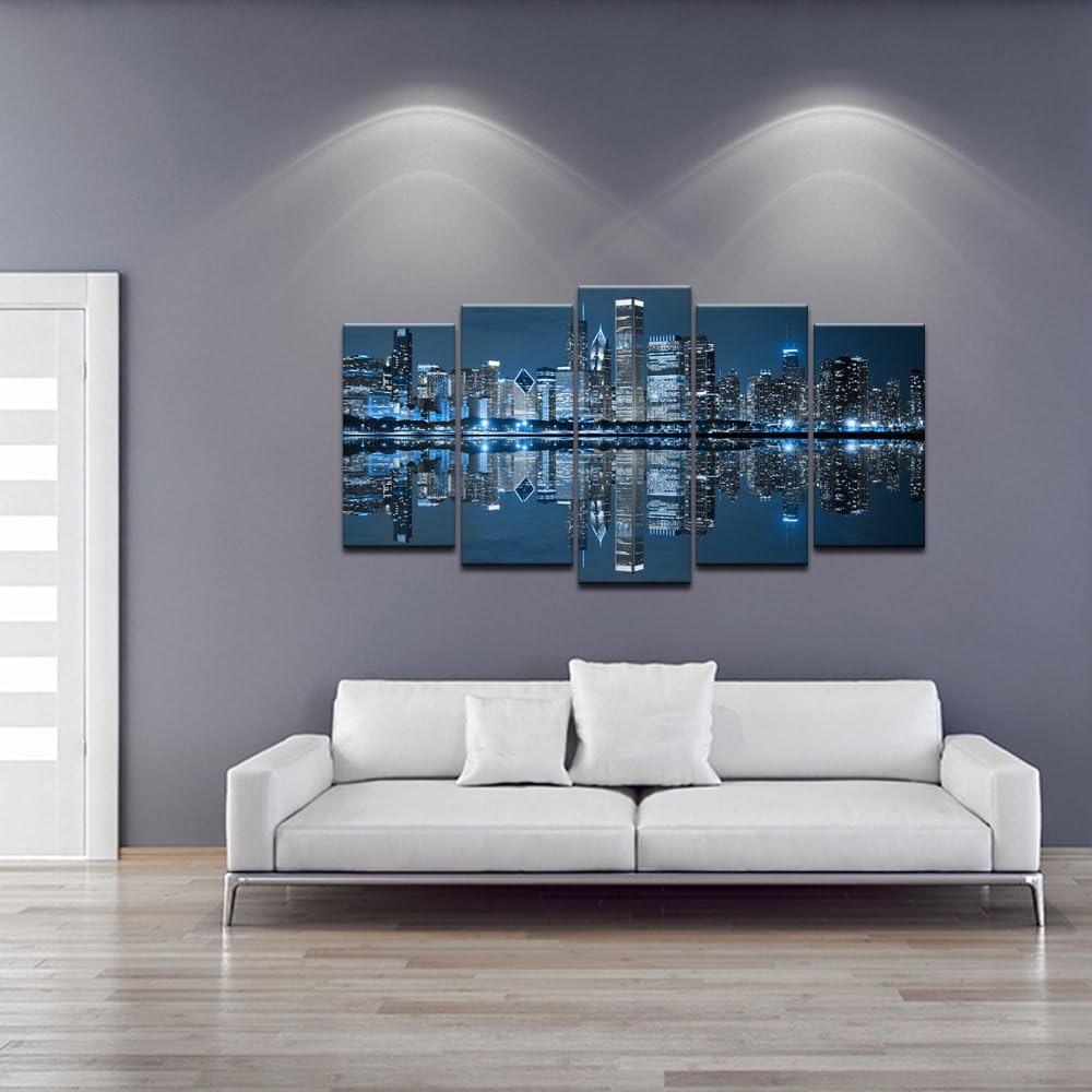 Large 5 Panels Framed Canvas Print Wall Art E549034