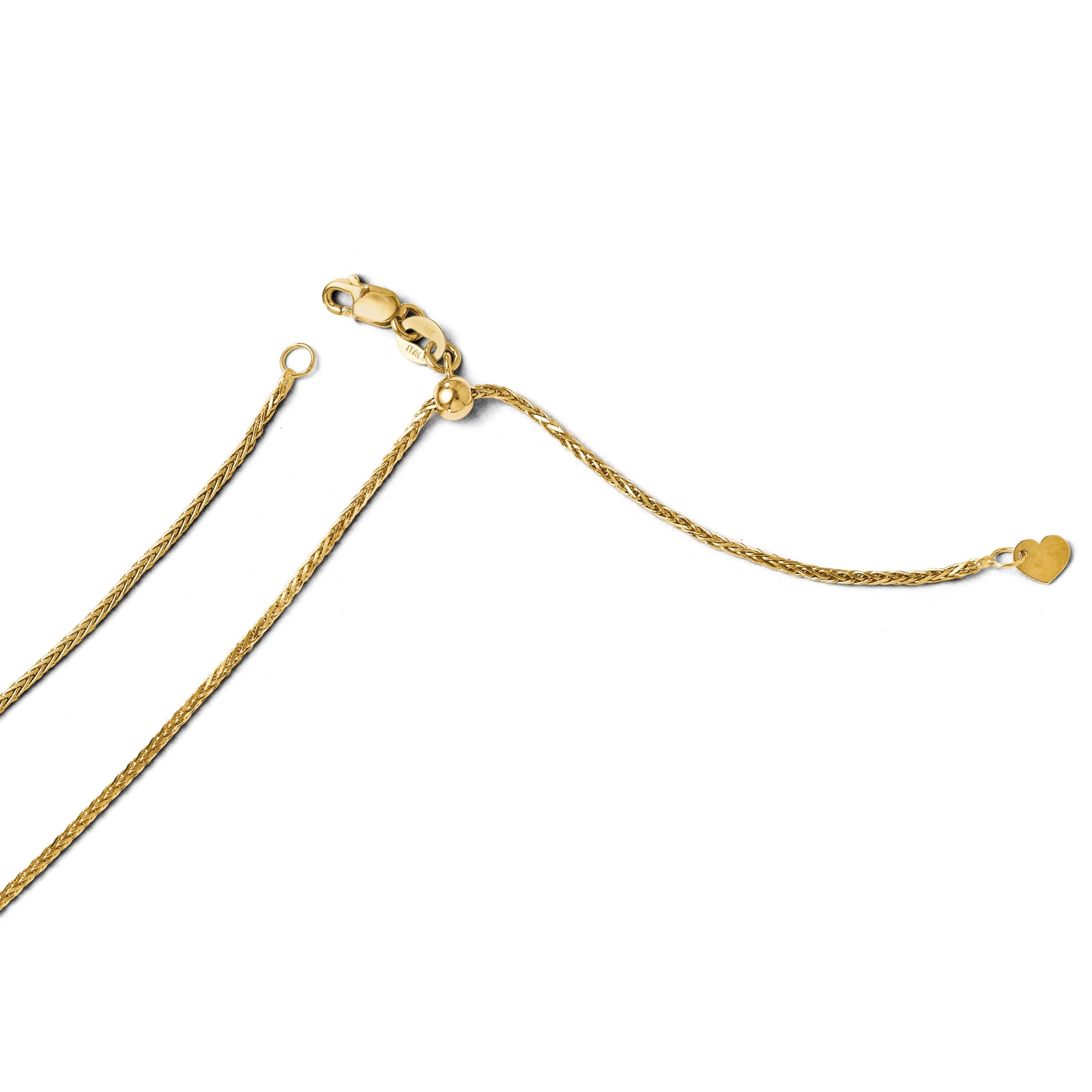 14k Yellow Gold Adjustable Wheat Chain Necklace U48779