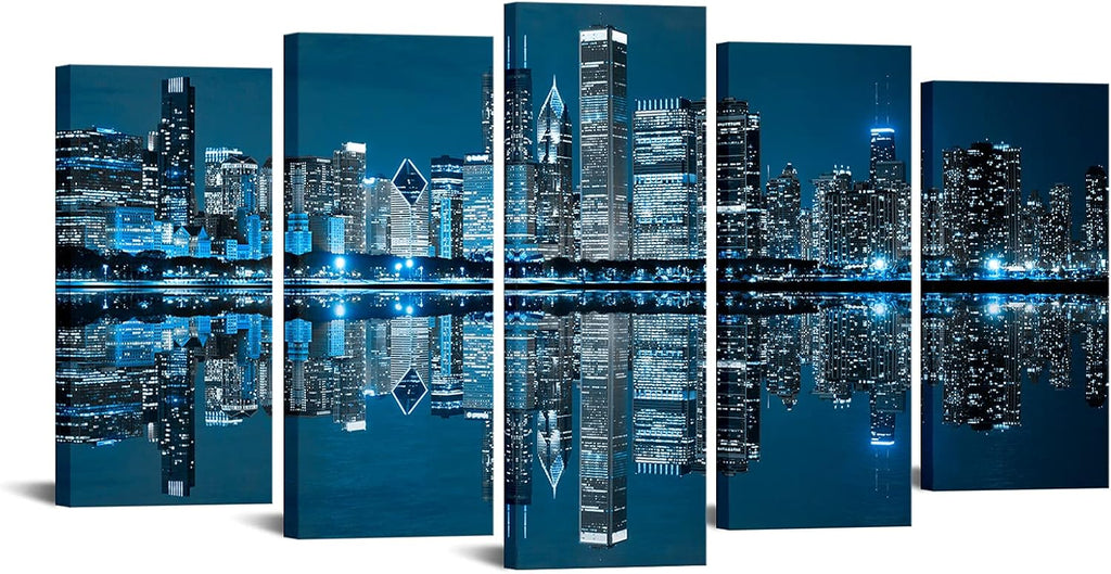 Large 5 Panels Framed Canvas Print Wall Art E549034