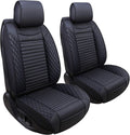 Black Leather Universal Front Captain Seat Covers 2 Pcs E75031