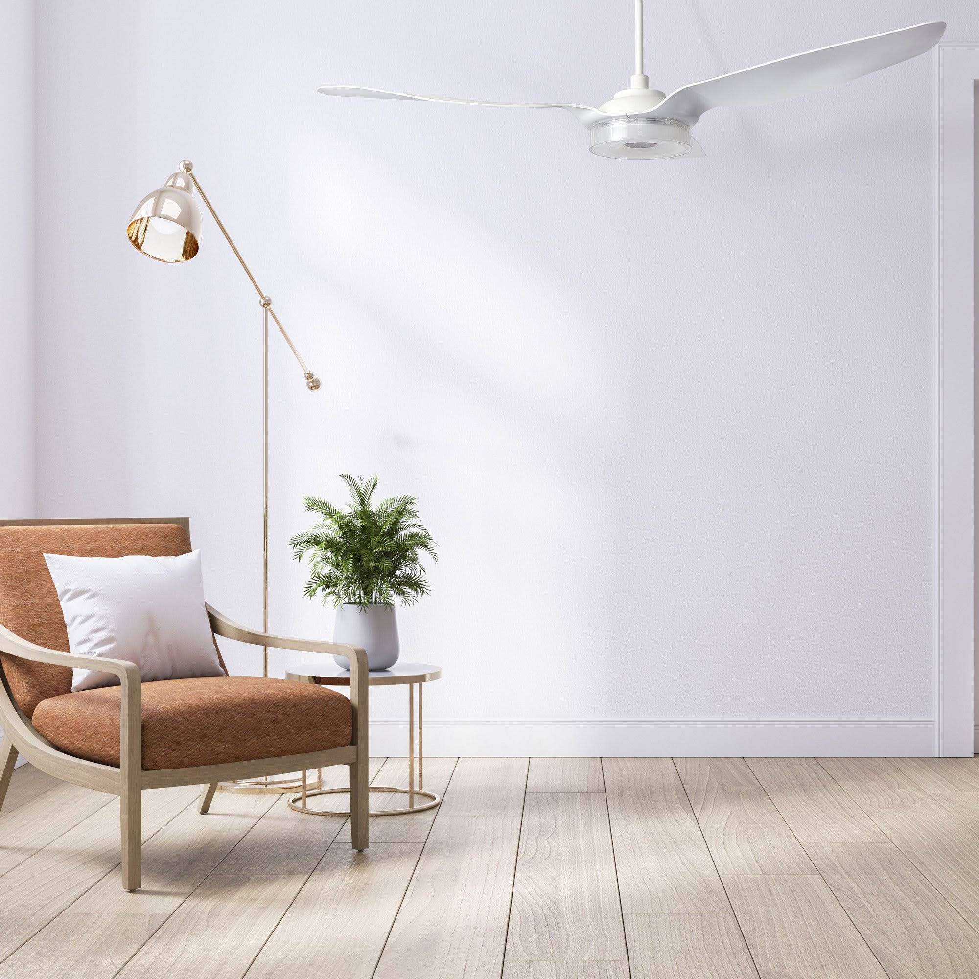 White Smart Ceiling Fan with Dimmable LED Light and Remote T33827