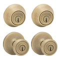 Twin Keyed Entry and Single Cylinder Deadbolt Antique Brass T216