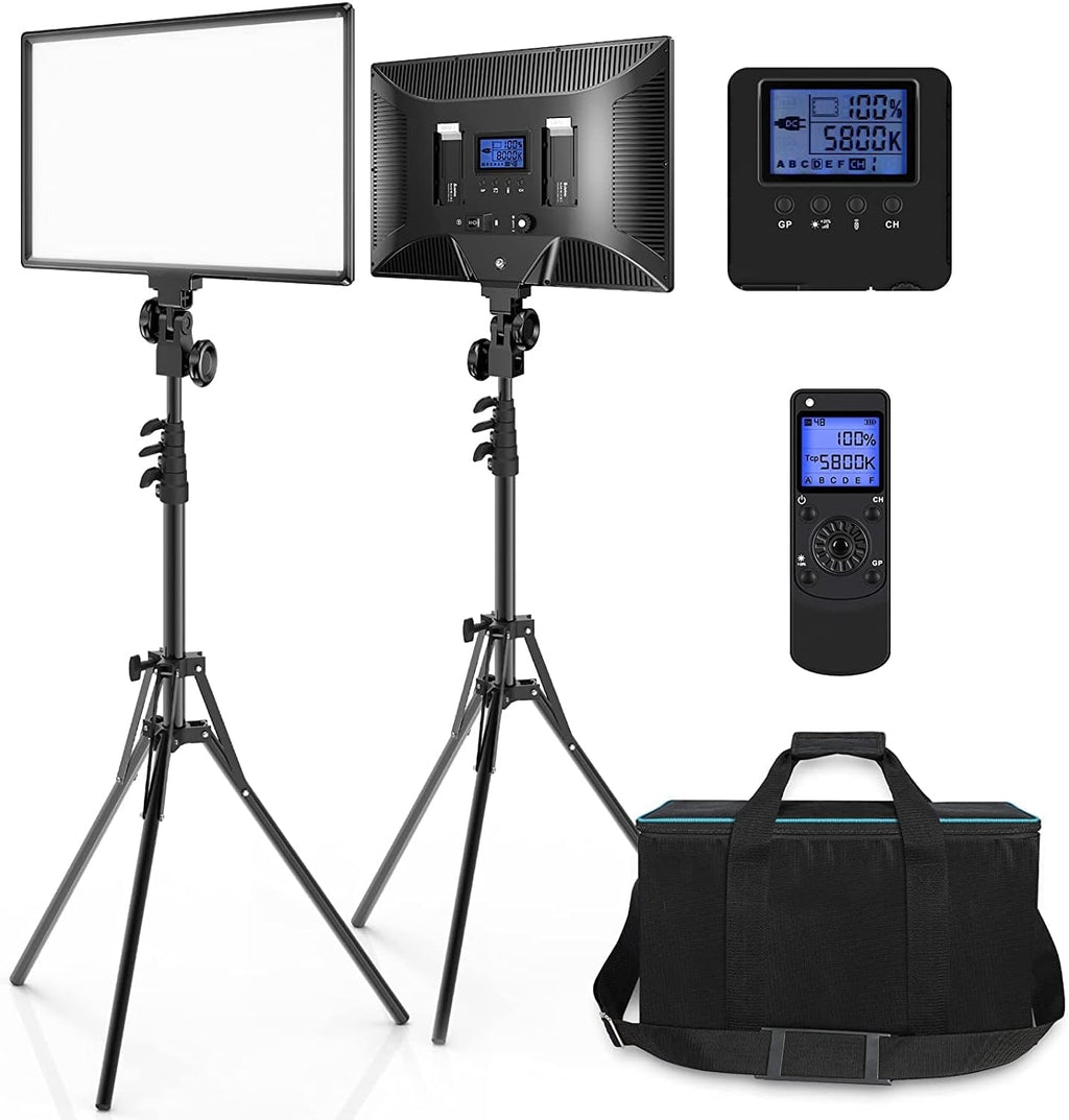 2-Pack Dimmable Bi-Color LED Video Light with Remote Controller L307496