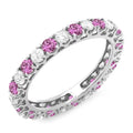 14K White Diamond & Pink Sapphire Eternity Band, Size 8.5 U356951