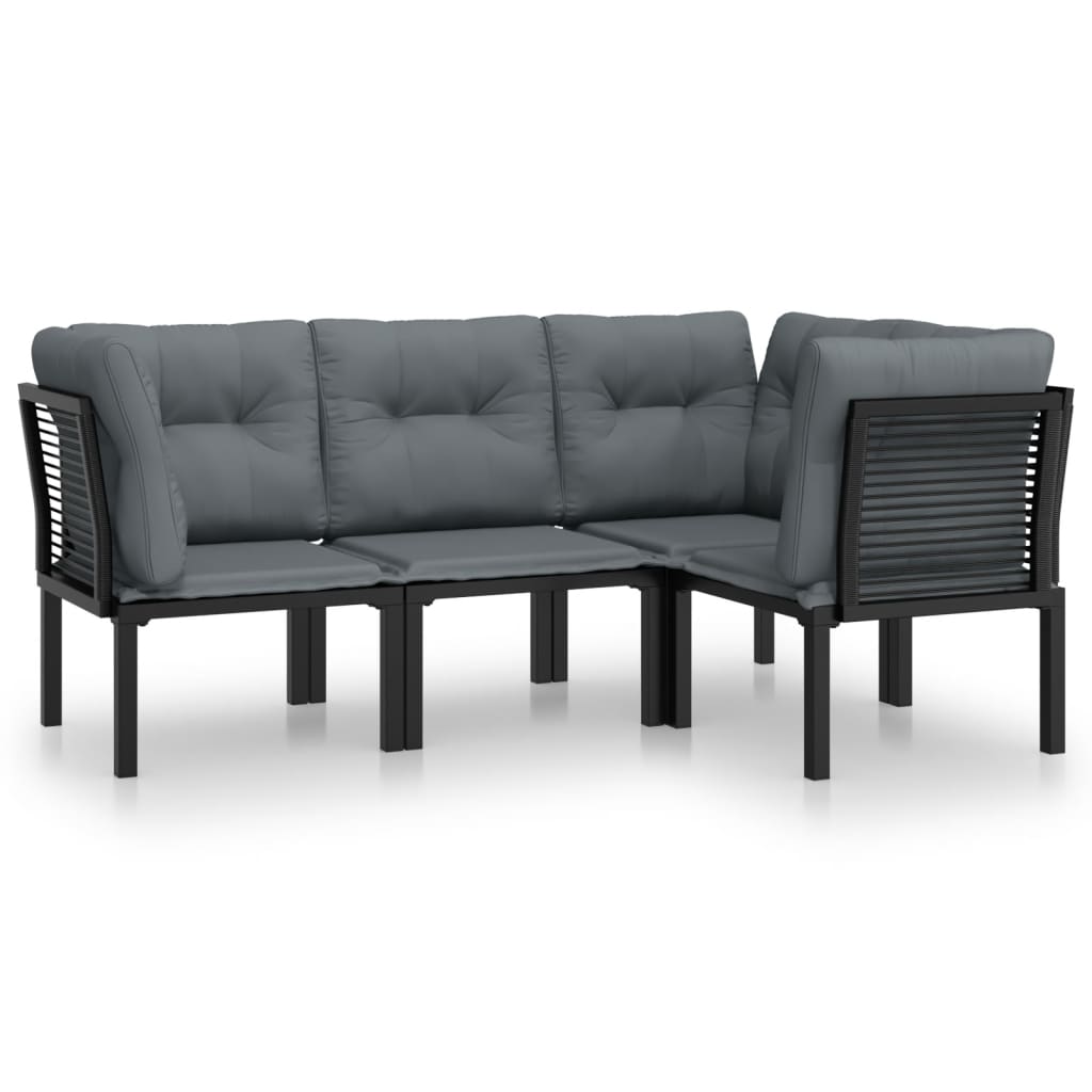 4 Piece Dark Gray Cushioned Poly Rattan Sectional Sofa Set P95129