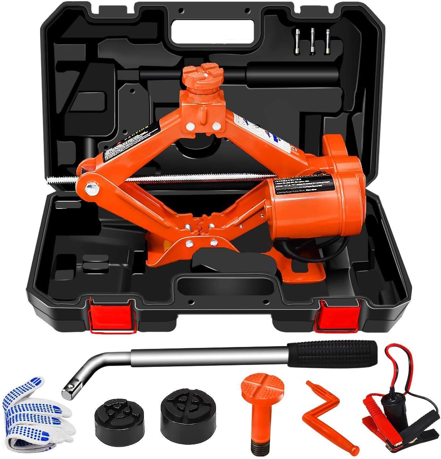 Electric Car Jack 3 Ton 12V Yellow Scissor Jack with Manual Wrench N94513