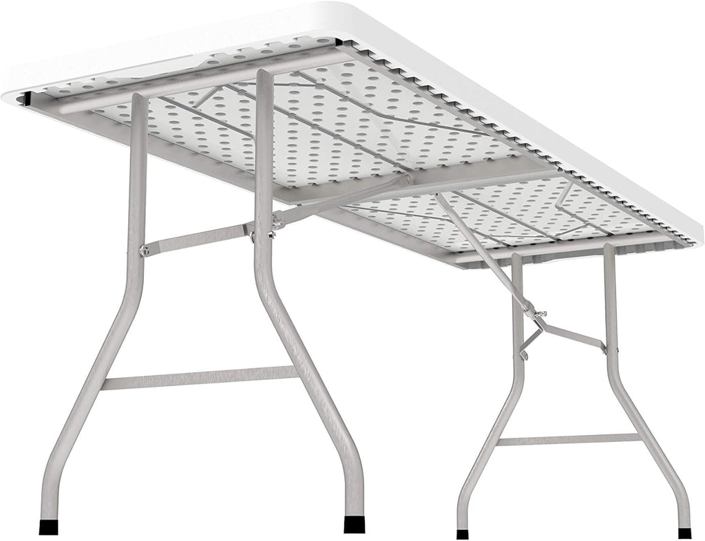 White 4 Foot Folding Utility Table with Carrying Handle U86519