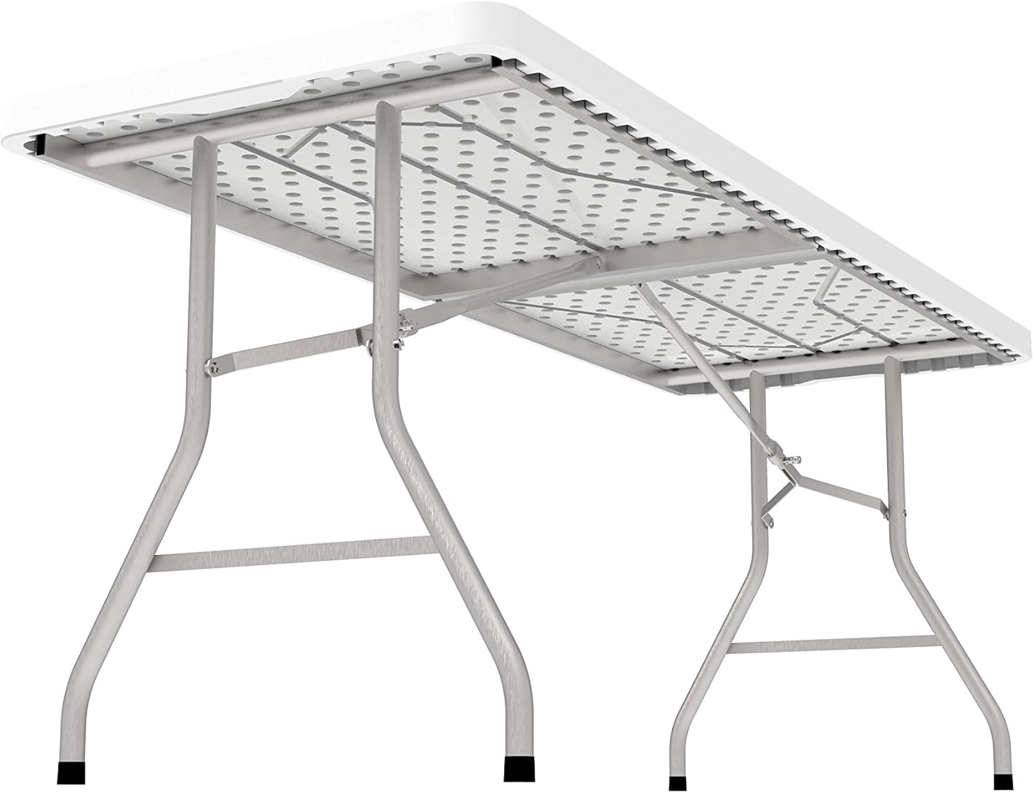 White 4 Foot Folding Utility Table with Carrying Handle U86519
